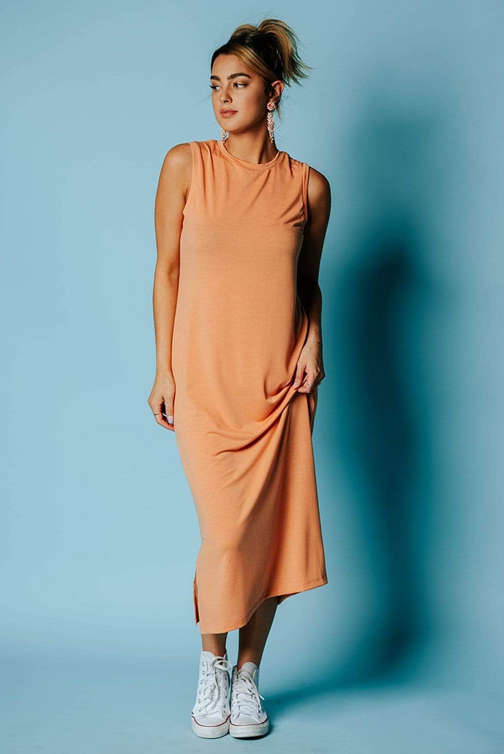 The Walk Away Midi Dress in Orange Sherbet | The Walk Away Midi Dress in Orange Sherbet | Clad & Cloth |  Dress | Amazon | Instagram.